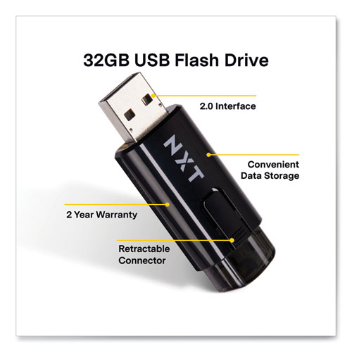 USB 2.0 Type-A Flash Drive, 32 GB, Black