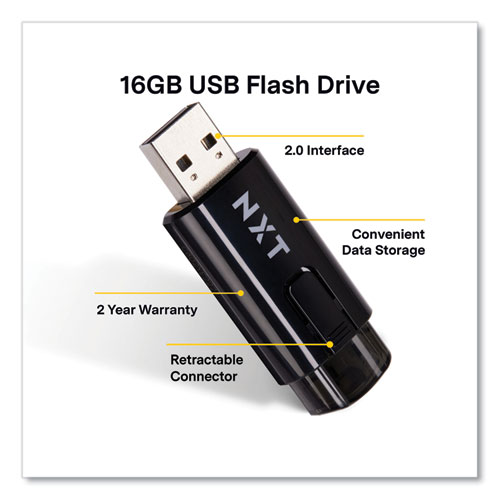 USB 2.0 Type-A Flash Drive, 16 GB, Black