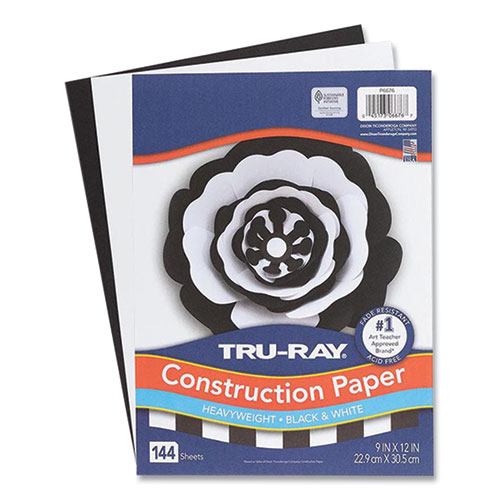 Tru-Ray Construction Paper, 76 lb Text Weight, 9 x 12, Assorted Colors, 144/Pack