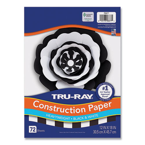 Tru-Ray Construction Paper, 76 lb Text Weight, 12 x 18, Assorted Colors, 72/Pack
