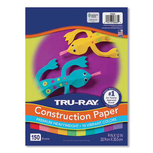 Tru-Ray Construction Paper, 76 lb Text Weight, 9 x 12, Vibrant Assorted Colors, 150/Pack