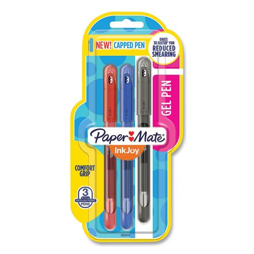 InkJoy Gel Pen, Stick, Medium 0.7 mm, Assorted Ink and Barrel Colors, 3/Pack
