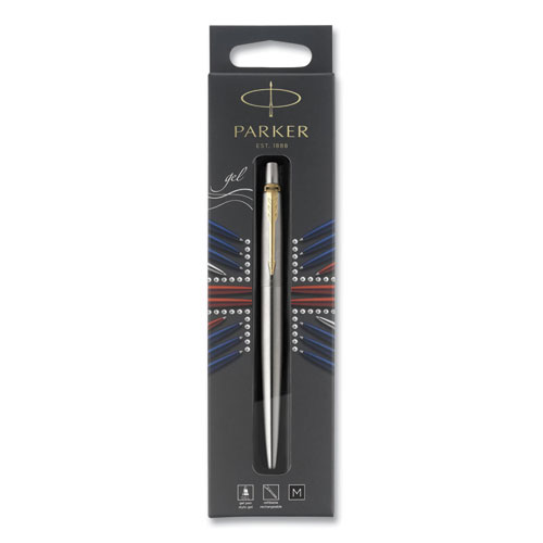Parker® Jotter Rollerball Pen, Medium Point 0.7 Mm, Black Ink, Stainless Steel Barrel