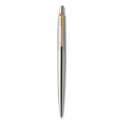 Image of Parker® Jotter Rollerball Pen, Medium Point 0.7 Mm, Black Ink, Stainless Steel Barrel