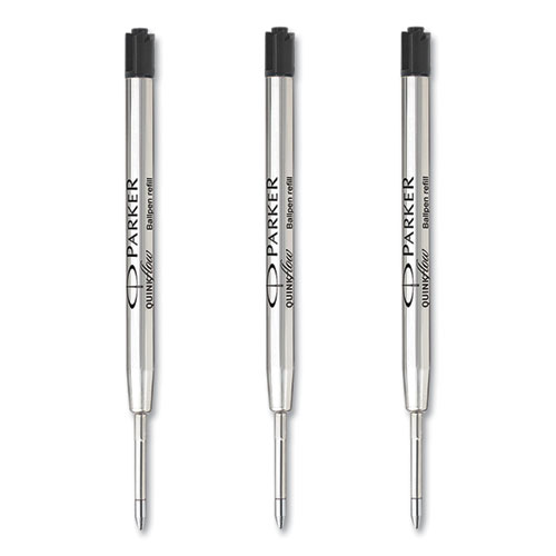Quinkflow Refill for Parker Ballpoint Pen, Medium Tip, Black Ink, 3/Pack