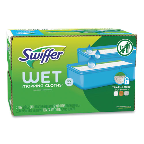 Image of Swiffer® Sweeper Trap + Lock Wet Mop Cloth, 8 X 10, White, Open Window Scent, 38/Pack