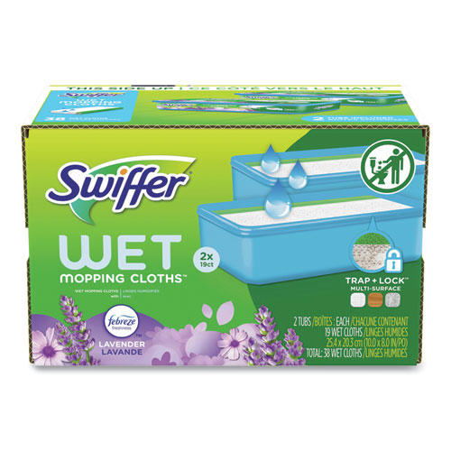 Image of Swiffer® Sweeper Trap + Lock Wet Mop Cloth, 8 X 10, White, Lavender Scent, 38/Pack