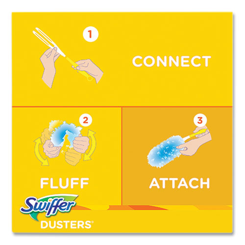 Image of Swiffer® Dusters Starter Kit, Dust Lock Fiber, 6" Handle, Blue/Yellow, Gain Scent