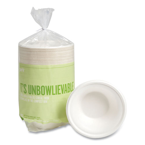 PFAS-Free Compostable Bagasse Bowls, 12 oz, White, 125/Pack