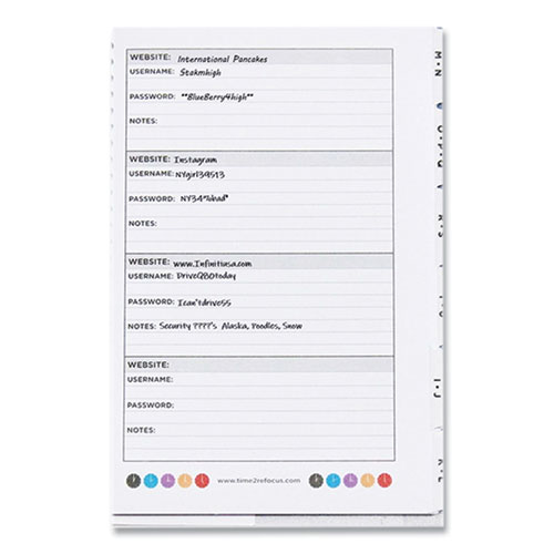 Pocket-Style Password Log Book, 480 Total Entries, 4 Entries/Page, White/Red Poly Cover, (60) 7 x 5.5 Sheets