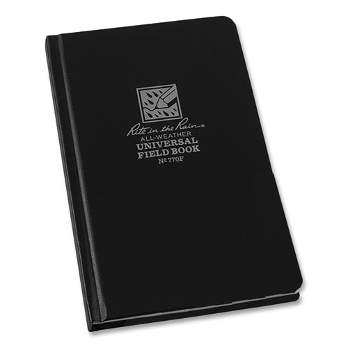 Image of Rite In The Rain® All-Weather Hardbound Notebook, Universal: Narrow Rule And Quadrille Rule, Black Cover, (80) 7.25 X 4.38 Sheets