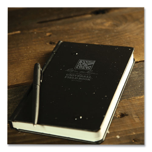 Image of Rite In The Rain® All-Weather Hardbound Notebook, Universal: Narrow Rule And Quadrille Rule, Black Cover, (80) 7.25 X 4.38 Sheets
