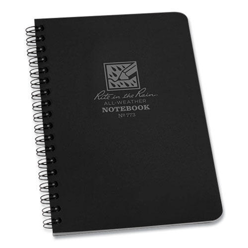 Rite In The Rain® All-Weather Wire-O Notebook, Universal: Narrow Rule And Quadrille Rule, Black Cover, (32) 7 X 4.63 Sheets