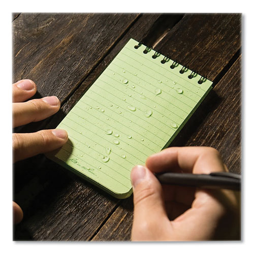 All-Weather Wire-O Notepad, Universal: Narrow Rule and Quadrille Rule, Dark Green Cover, 50 White 3 x 5 Sheets