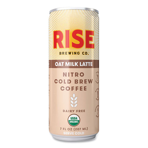 Rise Brewing Co.® Nitro Cold Brew Latte, Oat Milk, 7 Oz Can, 12/Carton