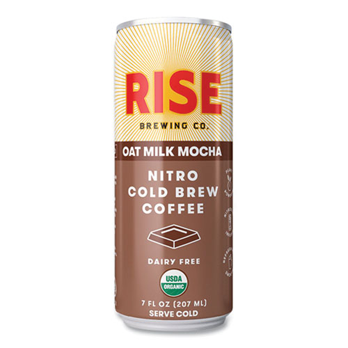 Rise Brewing Co.® Nitro Cold Brew Latte, Oat Milk Mocha, 7 Oz Can, 12/Carton