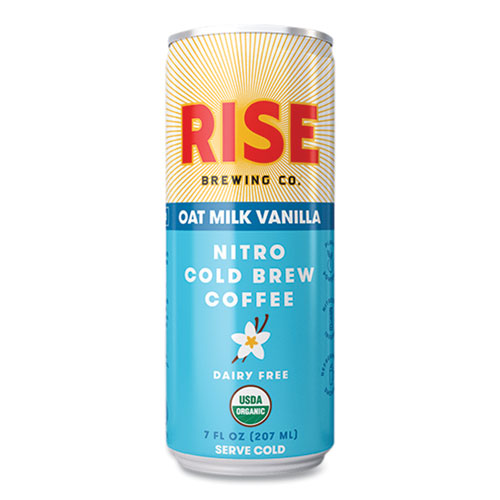 Rise Brewing Co.® Nitro Cold Brew Latte, Oat Milk Vanilla, 7 Oz Can, 12/Carton