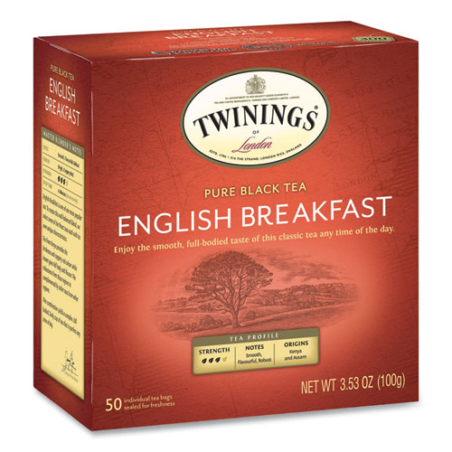 Tea Bags, English Breakfast, 3.53 oz, 50/Box