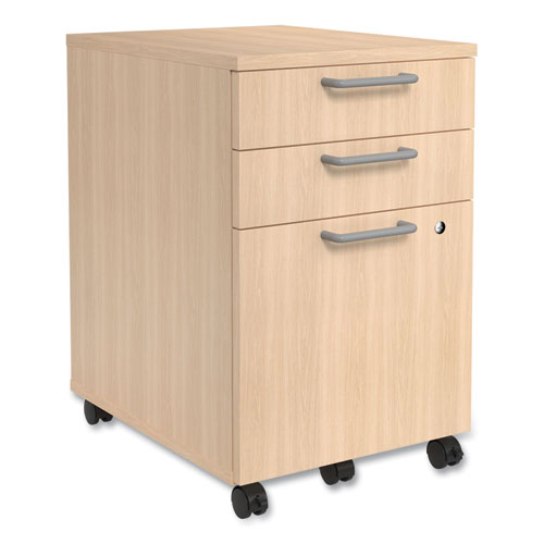 Essentials Three-Drawer Mobile Pedestal File, 2 Box/1 Legal/Letter-Size File Drawers, Natural, 15.6" x 21.3" x 24.3"