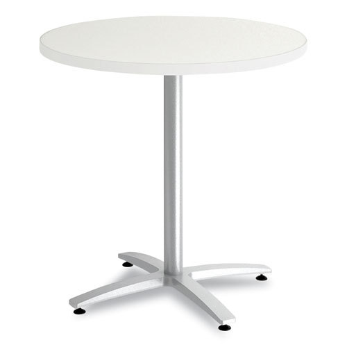 Workplace2.0 Laminate Round Table with X-Base, 30" Diameter, Silver Mesh