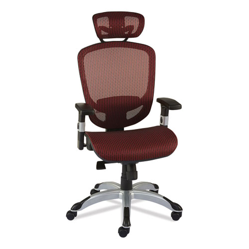 Image of FlexFit Hyken Mesh Task Chair, Supports Up to 275 lb, 17.24" to 20.98" Seat Height, Maroon Seat/Back, Silver/Black Base