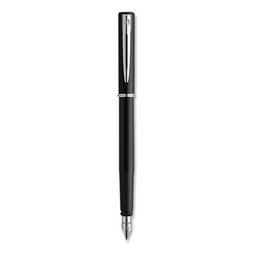 Allure Fountain Pen, Stick, Fine Nib, Blue Ink, Black/Silver Barrel