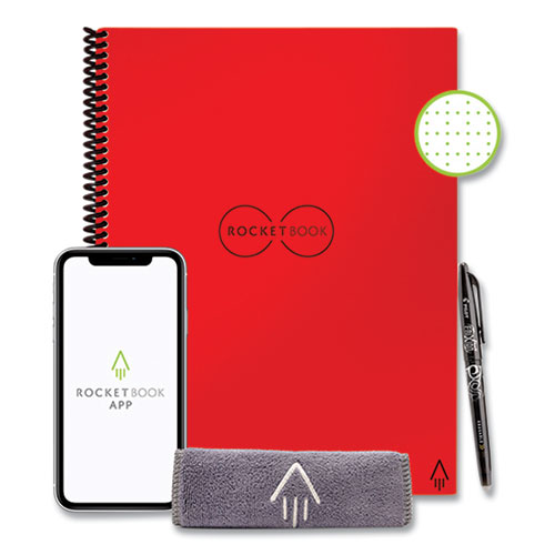 Rocketbook EVRLKCBG: Core Smart Notebook, Dotted Rule, Red Cover, (16)