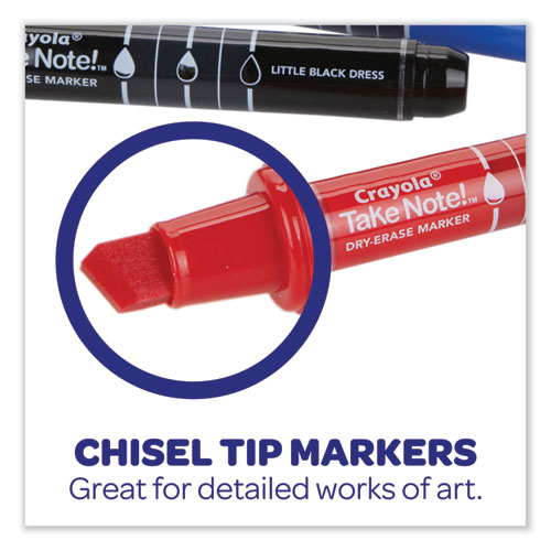 Crayola® Take Note Dry-Erase Markers, Broad, Chisel Tip, Assorted, 12 ...
