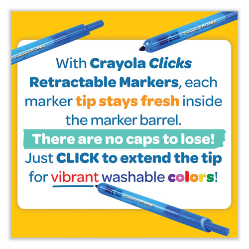  Crayola Clicks Washable Markers with Retractable Tips, School  Supplies, Art Markers, 10 Count. : Everything Else