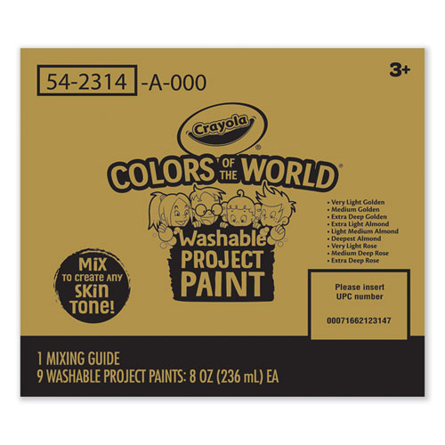 Crayola® Colors of the World Washable Paint, 9 Assorted Colors, 8 oz Bottles, 9/Pack