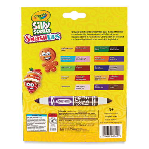 Image of Crayola® Silly Scents Smash Up Dual Ended Markers, Broad Tip, Assorted, 10/Pack