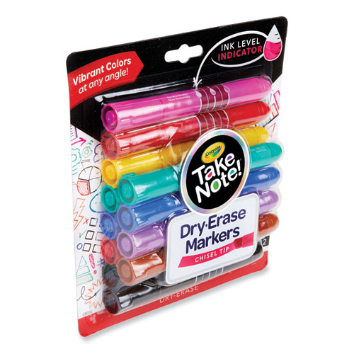 Image of Crayola® Take Note Dry-Erase Markers, Broad, Chisel Tip, Assorted, 12/Pack