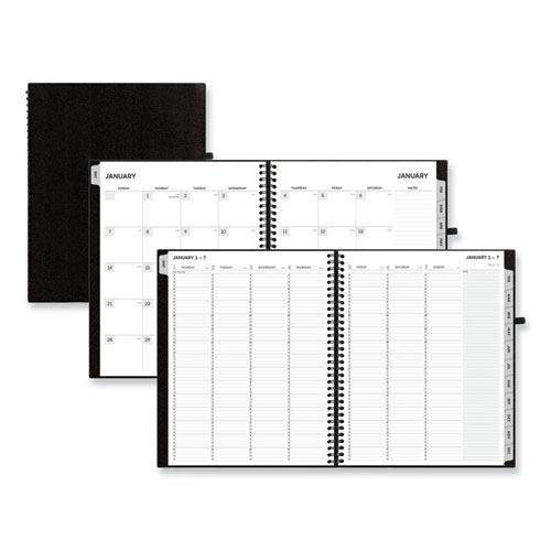 Aligned Weekly/Monthly Appointment Planner, 11 x 8.5, Black Cover, 12-Month (Jan to Dec): 2024