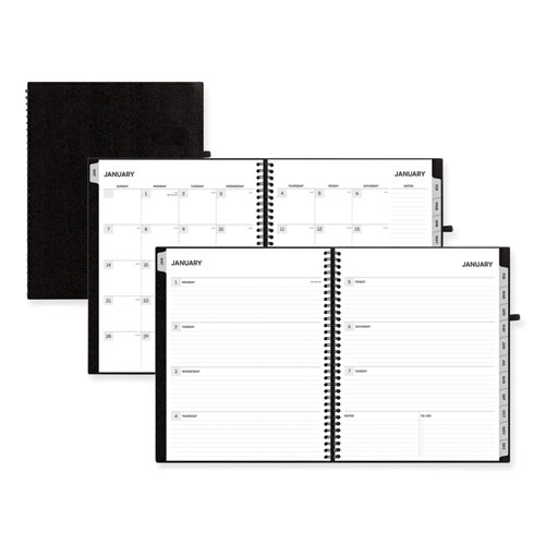 Aligned Weekly/Monthly Planner, 11 x 8.5, Black Cover, 12-Month (Jan to Dec): 2024