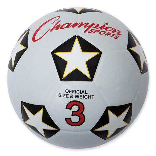 Champion Sports Rubber Sports Ball, For Soccer, No. 3 Size, White/Black