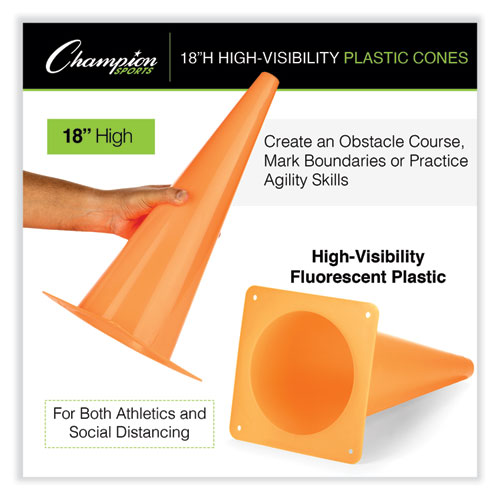 Image of Champion Sports High Visibility Plastic Cones, 8 X 8
