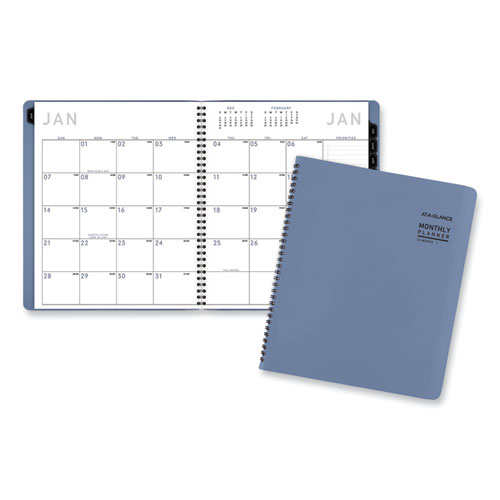Contemporary Monthly Planner, 11.38 x 9.63, Blue Cover, 12-Month (Jan to Dec): 2024