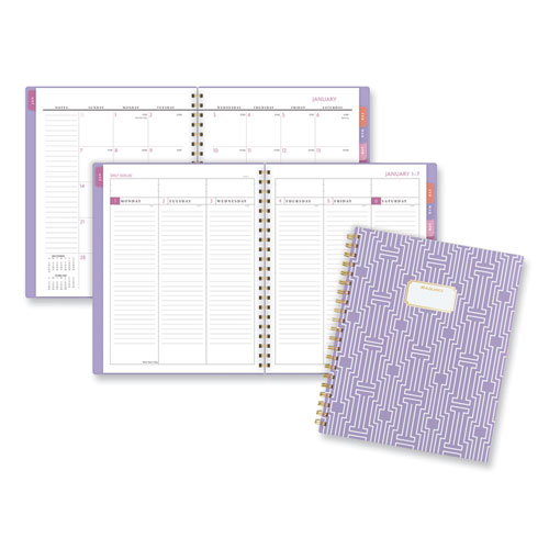 Badge Geo Weekly/Monthly Planner, Geometric Artwork, 11 x 9.25, Purple/White/Gold Cover, 13-Month (Jan to Jan): 2024 to 2025