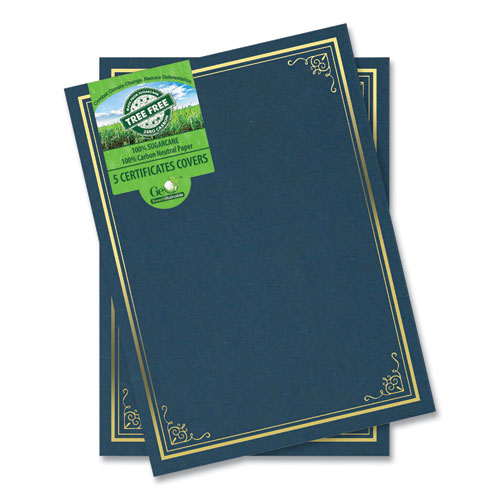 Geographics® Certificate/Document Cover, 9.75' X 12.5", Navy With Gold Foil, 5/Pack