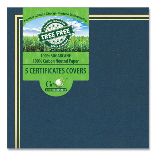 Certificate/Document Cover, 9.75' x 12.5", Navy With Gold Foil, 5/Pack