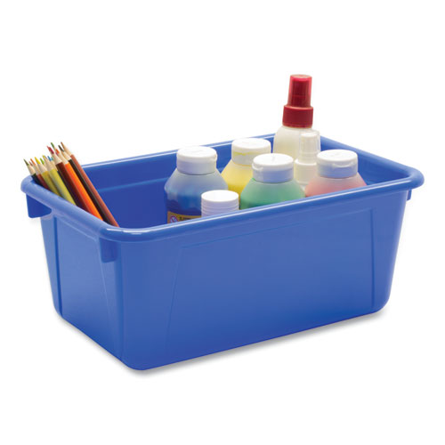 Image of Storex Cubby Bin With Lid, 1 Section, 2 Gal, 8.2 X 12.5 X 11.5, Assorted Colors, 5/Pack