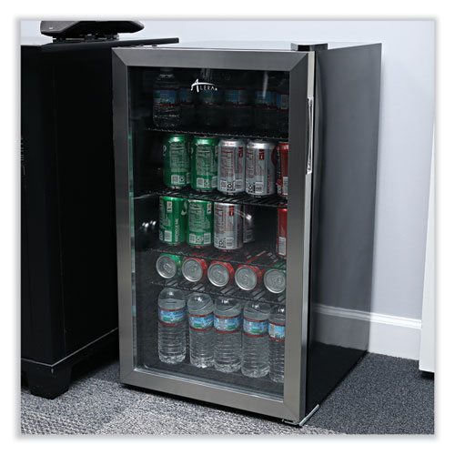 Image of Alera™ 3.4 Cu. Ft. Beverage Cooler, Stainless Steel/Black