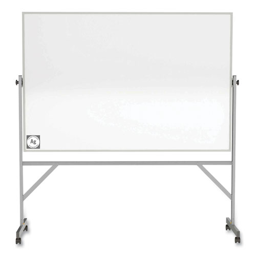 Reversible Magnetic Hygienic Porcelain Whiteboard, Satin Aluminum Frame/Stand, 96 x 48, White Surface, Ships in 7-10 Bus Days