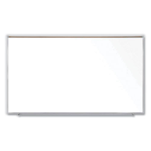 Magnetic Porcelain Whiteboard with Satin Aluminum Frame and Map Rail, 96.53 x 60.47, White Surface, Ships in 7-10 Bus Days