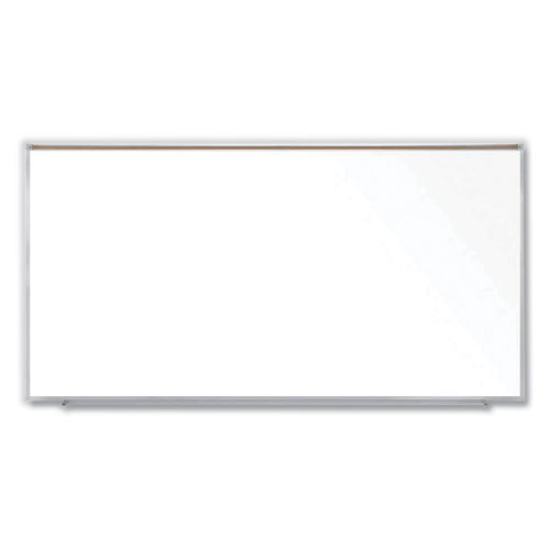 Magnetic Porcelain Whiteboard with Satin Aluminum Frame and Map Rail, 120.59 x 60.47, White Surface, Ships in 7-10 Bus Days