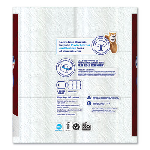 Image of Charmin® Ultra Strong Bathroom Tissue, Super Mega Rolls, Septic Safe, 2-Ply, White, 363 Sheet Roll, 6 Rolls/Pack, 3 Packs/Carton