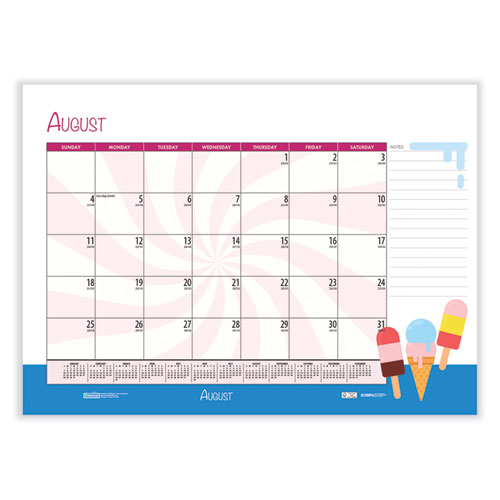 Image of House Of Doolittle™ Recycled Desk Pad Calendar, Illustrated Seasons Artwork, 22 X 17, Black Binding/Corners,12-Month (Jan To Dec): 2024