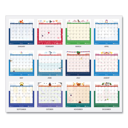 Image of House Of Doolittle™ Recycled Seasonal Wall Calendar, Illustrated Seasons Artwork, 12 X 12, 12-Month (Jan To Dec): 2024
