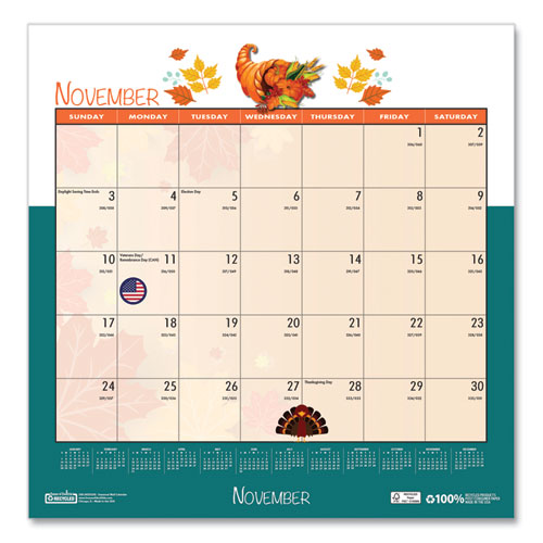 Image of House Of Doolittle™ Recycled Seasonal Wall Calendar, Illustrated Seasons Artwork, 12 X 12, 12-Month (Jan To Dec): 2024