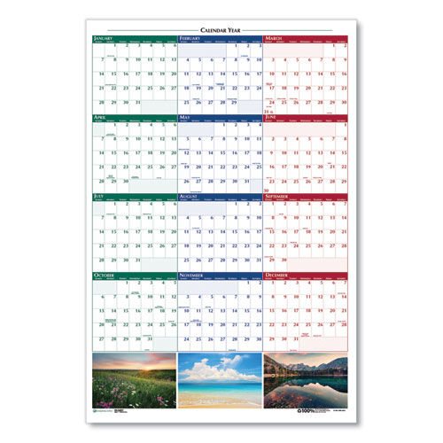 Image of House Of Doolittle™ Earthscapes Recycled Reversible/Erasable Yearly Wall Calendar, Nature Photos, 24 X 37, White Sheets, 12-Month (Jan-Dec): 2024